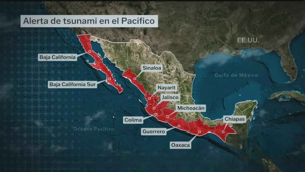 Un fuerte terremoto de magnitud 8.8 frente a la costa de la península de Kamchatka, en Rusia, desencadenó alertas de tsunami a lo largo del Pacífico mexicano